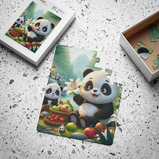 Panda-Picknick im bezaubernden Wald