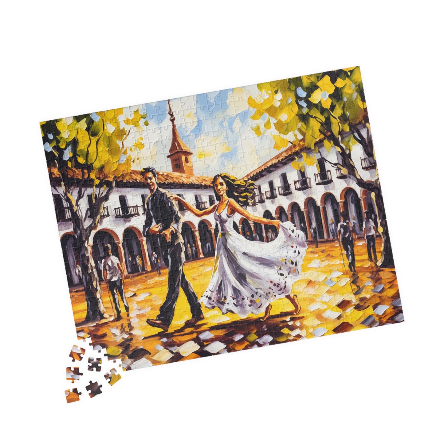 Jigsaw Puzzle, Courtyard Waltz, 110 252 520 1014 Pieces, Echoes of Elegance, Romantic Gift, City Affections, Midnight Embrace, Vivid