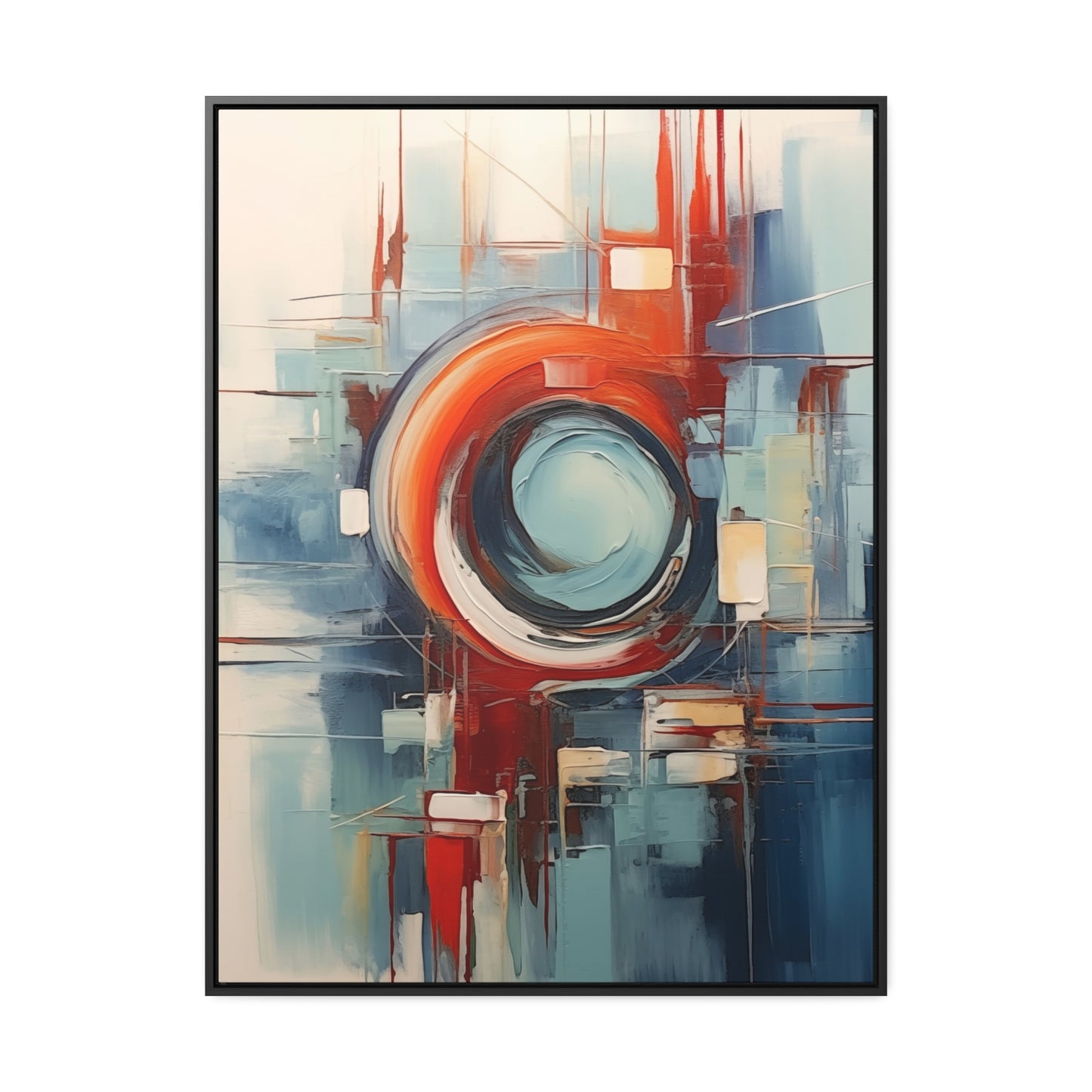 Canvas Wraps, Abstract Circular Painting in Red, White, Blue - Geometric Design