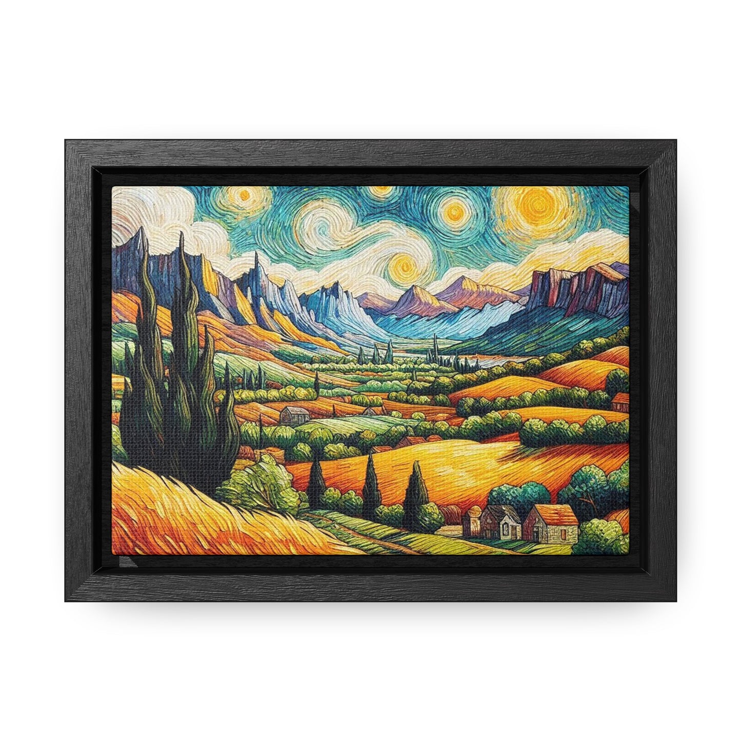 Van Gogh Style Mountain Landscape - Nature Gallery Canvas Wraps, Horizontal Frame