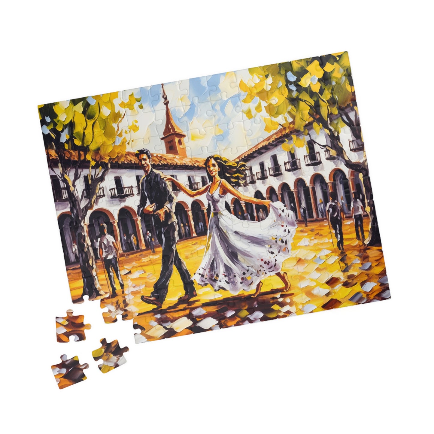 Jigsaw Puzzle, Courtyard Waltz, 110 252 520 1014 Pieces, Echoes of Elegance, Romantic Gift, City Affections, Midnight Embrace, Vivid