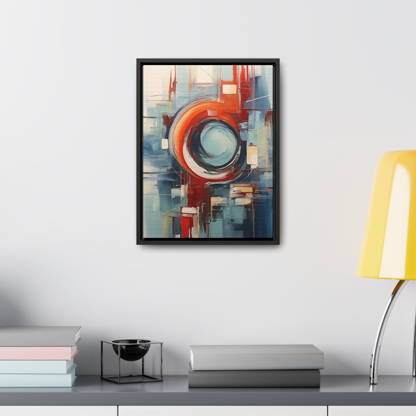 Canvas Wraps, Abstract Circular Painting in Red, White, Blue - Geometric Design