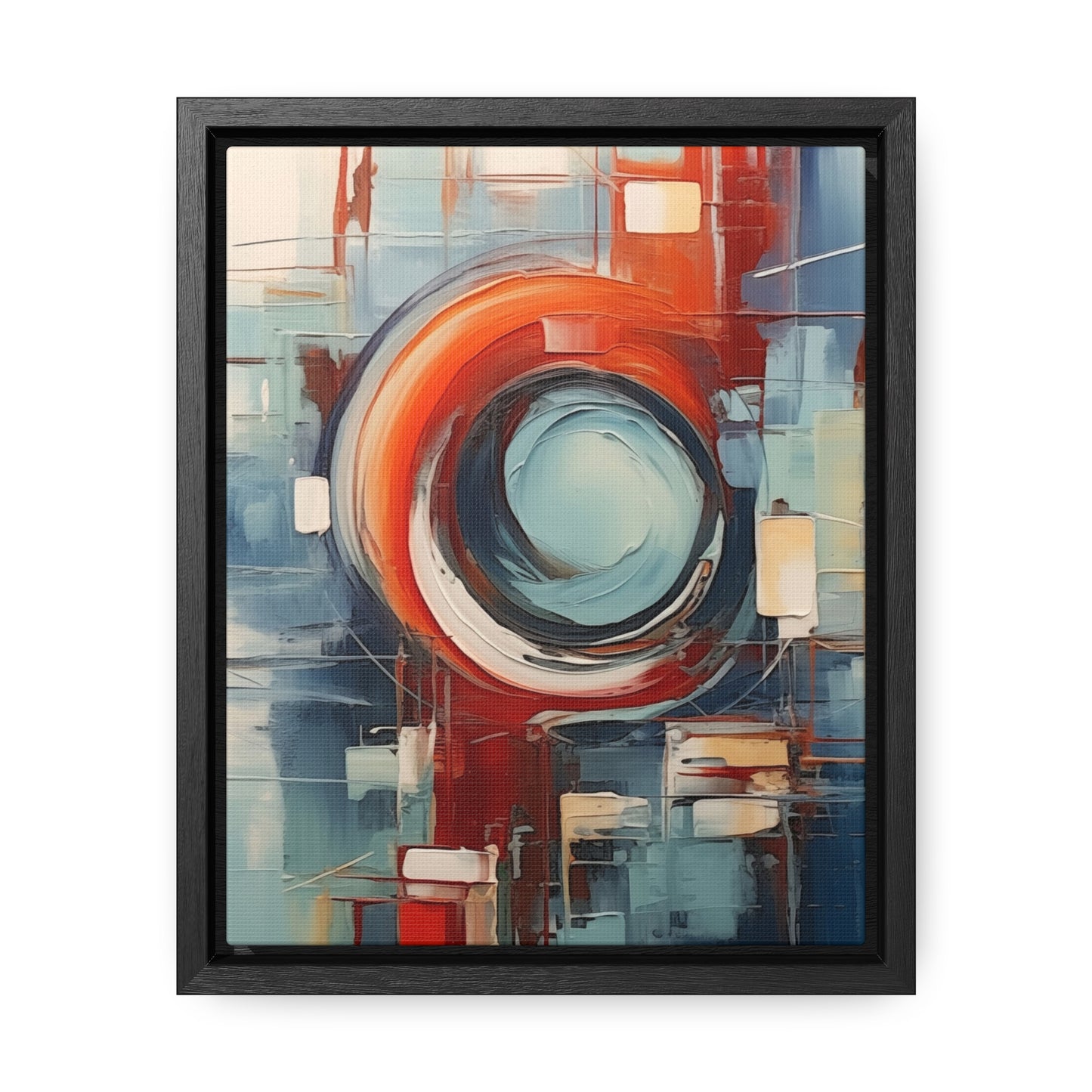 Canvas Wraps, Abstract Circular Painting in Red, White, Blue - Geometric Design