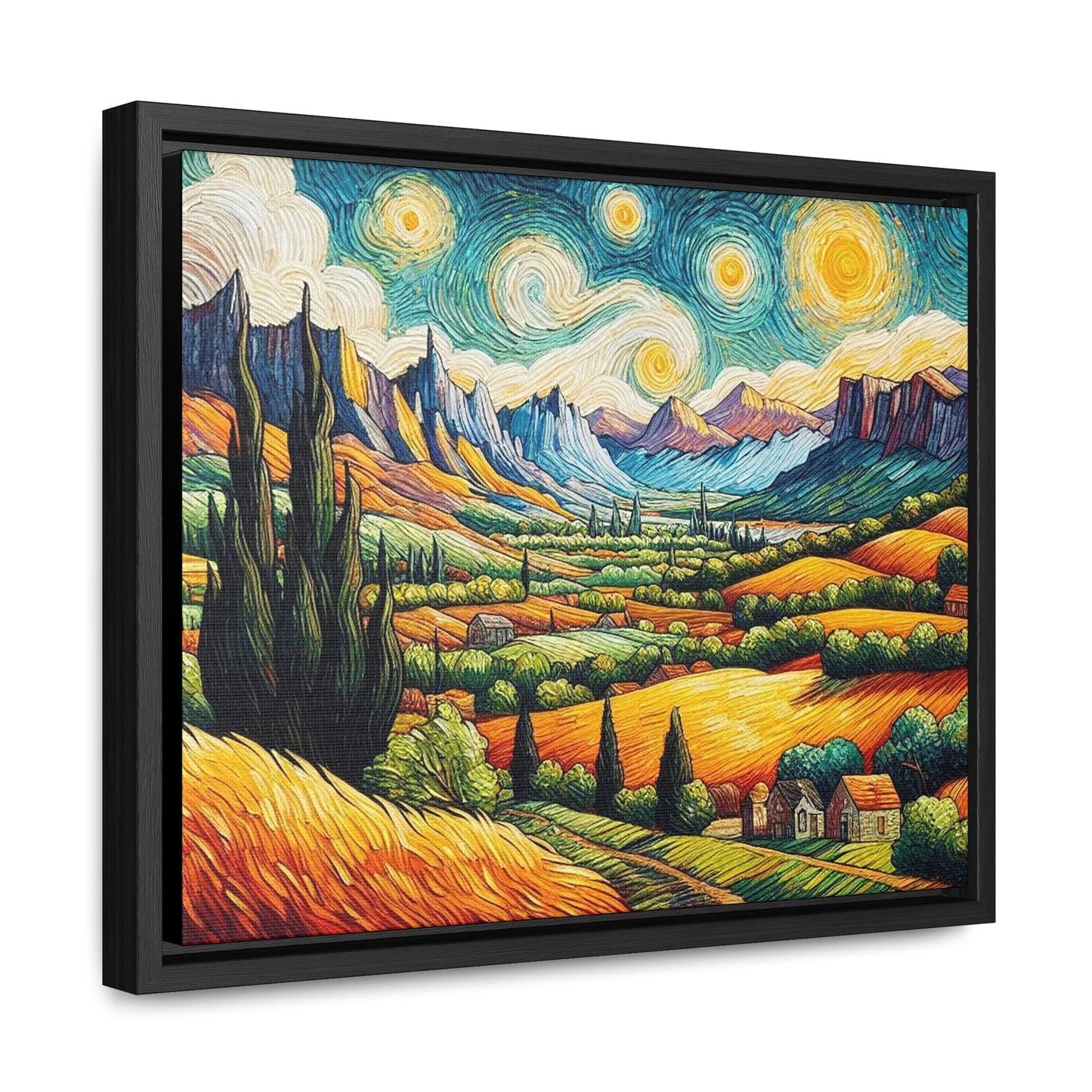 Van Gogh Style Mountain Landscape - Nature Gallery Canvas Wraps, Horizontal Frame