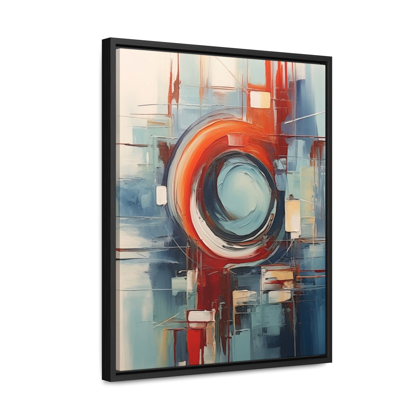 Canvas Wraps, Abstract Circular Painting in Red, White, Blue - Geometric Design