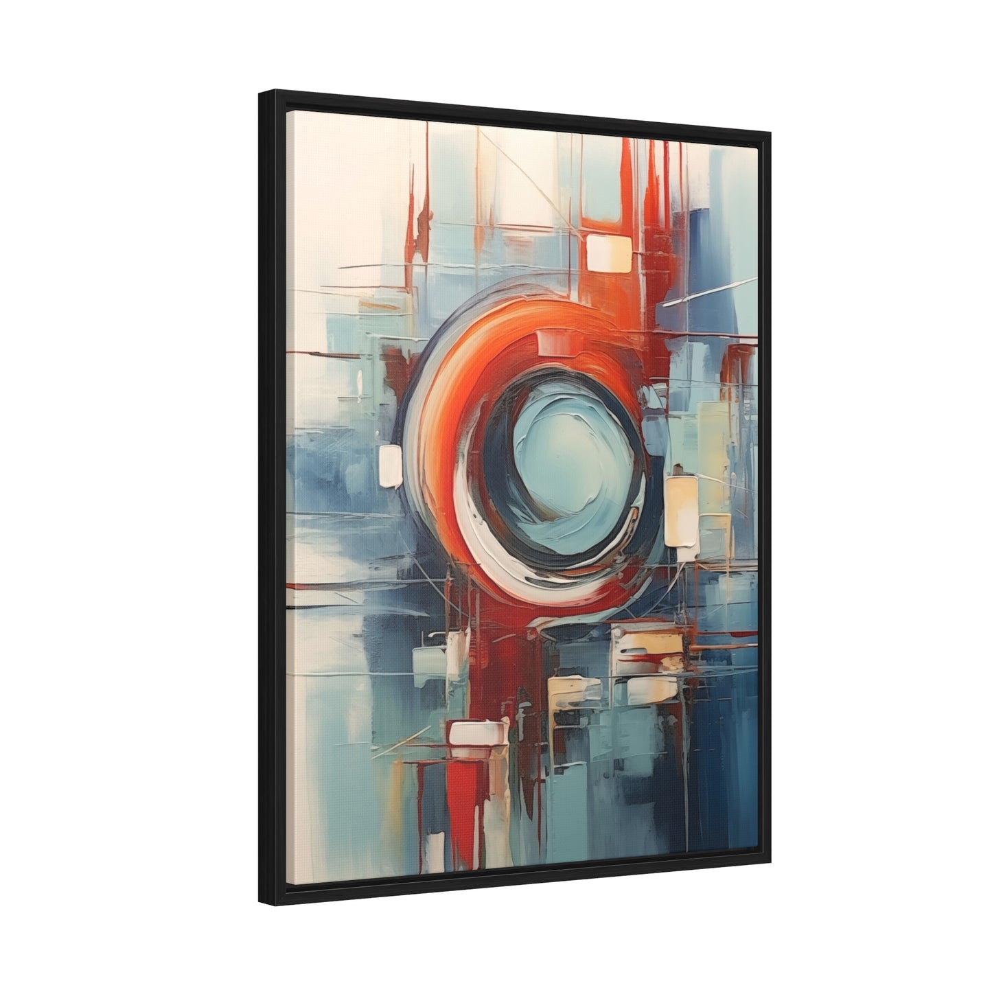 Canvas Wraps, Abstract Circular Painting in Red, White, Blue - Geometric Design