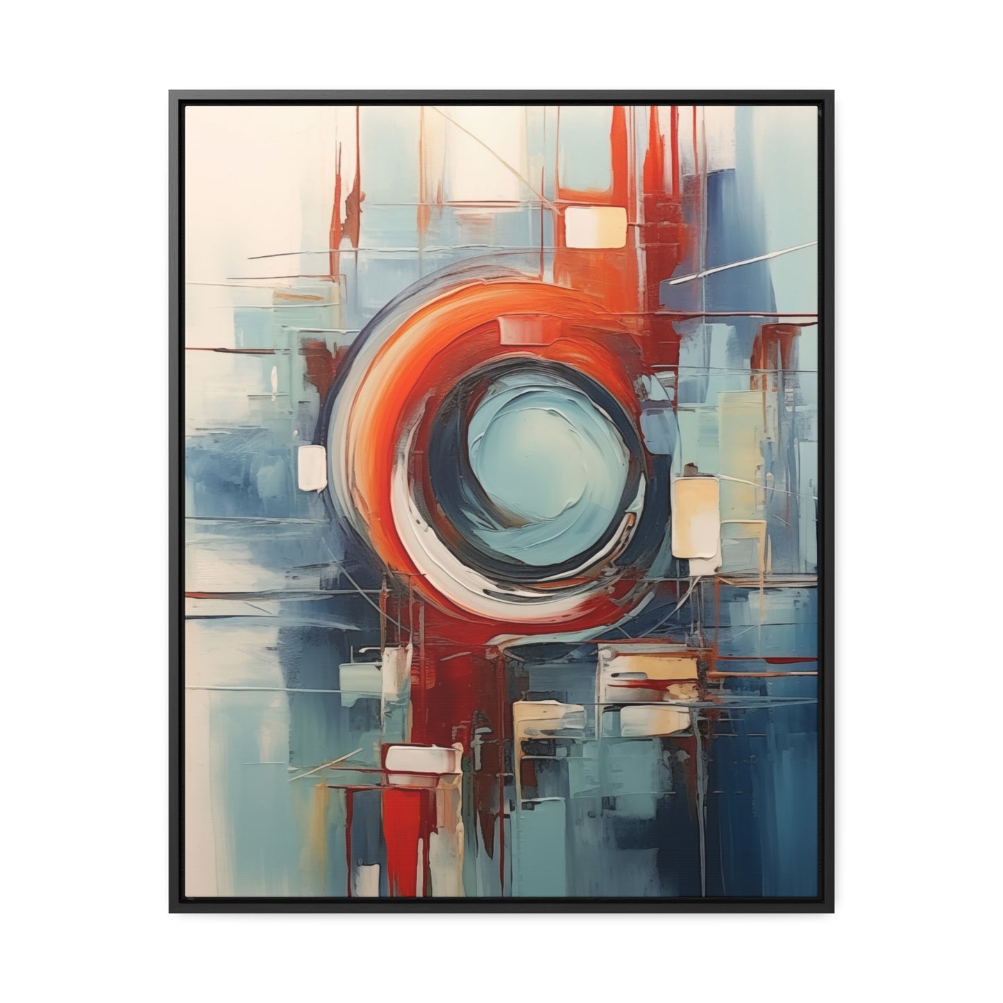 Canvas Wraps, Abstract Circular Painting in Red, White, Blue - Geometric Design