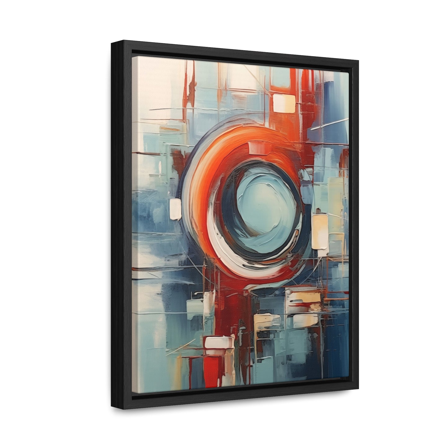 Canvas Wraps, Abstract Circular Painting in Red, White, Blue - Geometric Design