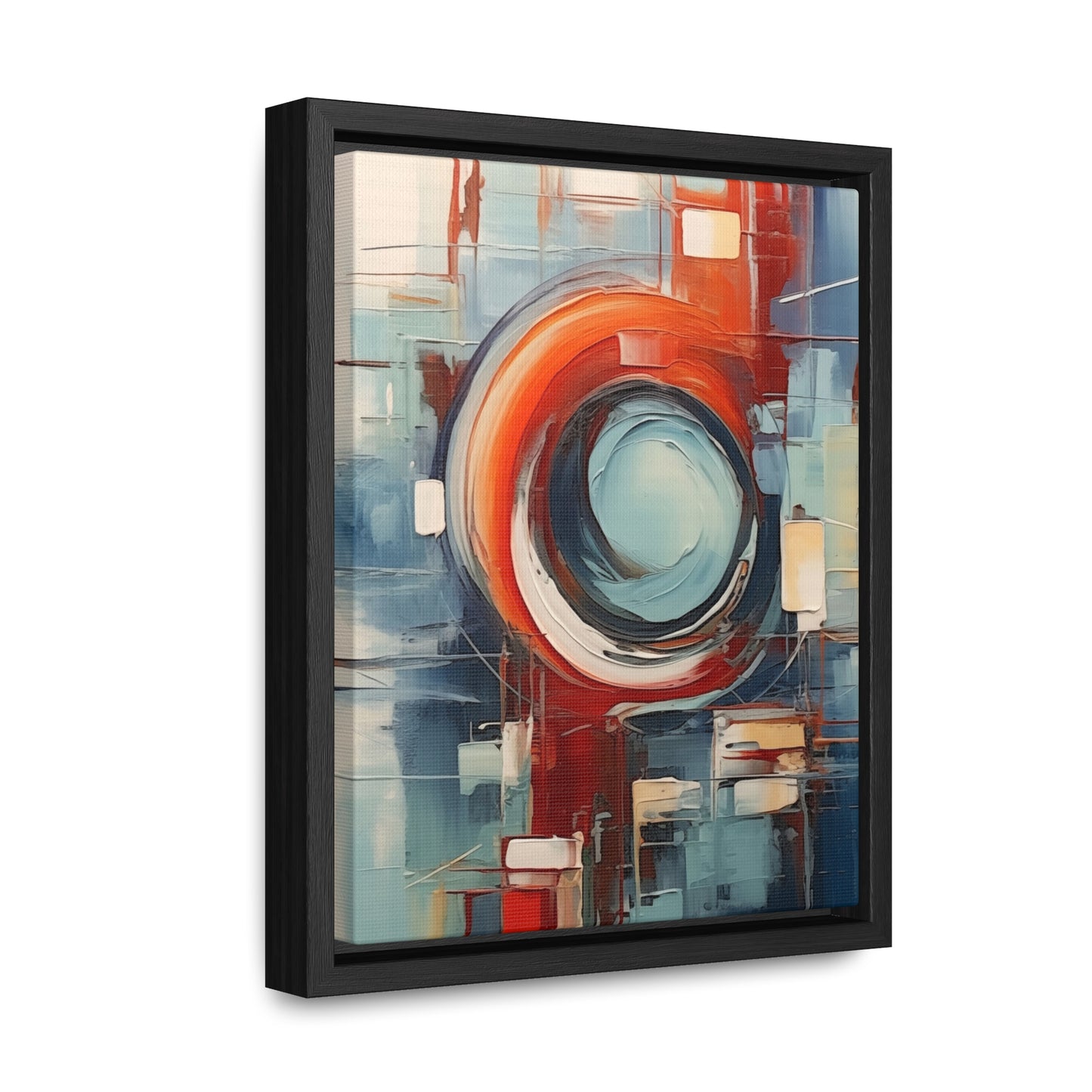 Canvas Wraps, Abstract Circular Painting in Red, White, Blue - Geometric Design