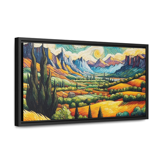 Van Gogh Style Mountain Landscape - Nature Gallery Canvas Wraps, Horizontal Frame