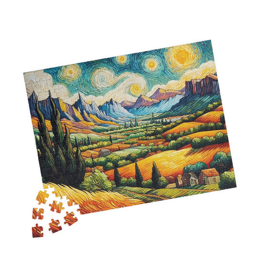 Puzzle, Lebendige Landschaft, 252-teilig, 520-teilig, Lila und Blaue Berge, Geschenk für Puzzle-Liebhaber, Spanplattenmaterial,