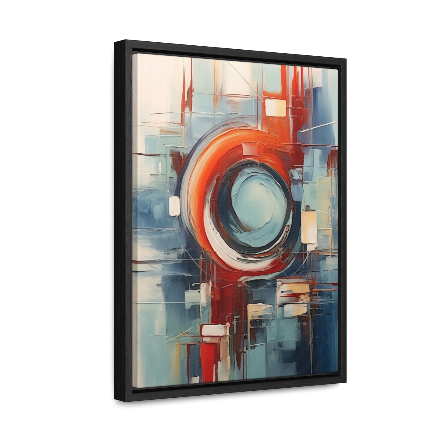 Canvas Wraps, Abstract Circular Painting in Red, White, Blue - Geometric Design