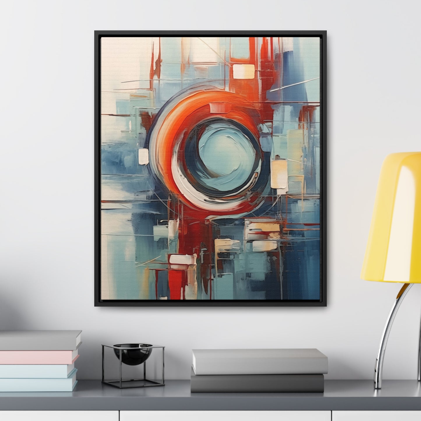 Canvas Wraps, Abstract Circular Painting in Red, White, Blue - Geometric Design