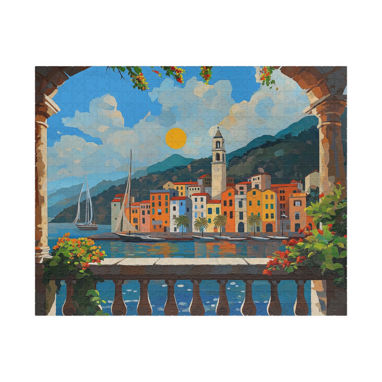 Puzzle, Küstenstadt Portofino, 1000 Teile, italienische Meereslandschaft, entspannende und herausfordernde Aktivität, perfektes Geschenk für Puzzler