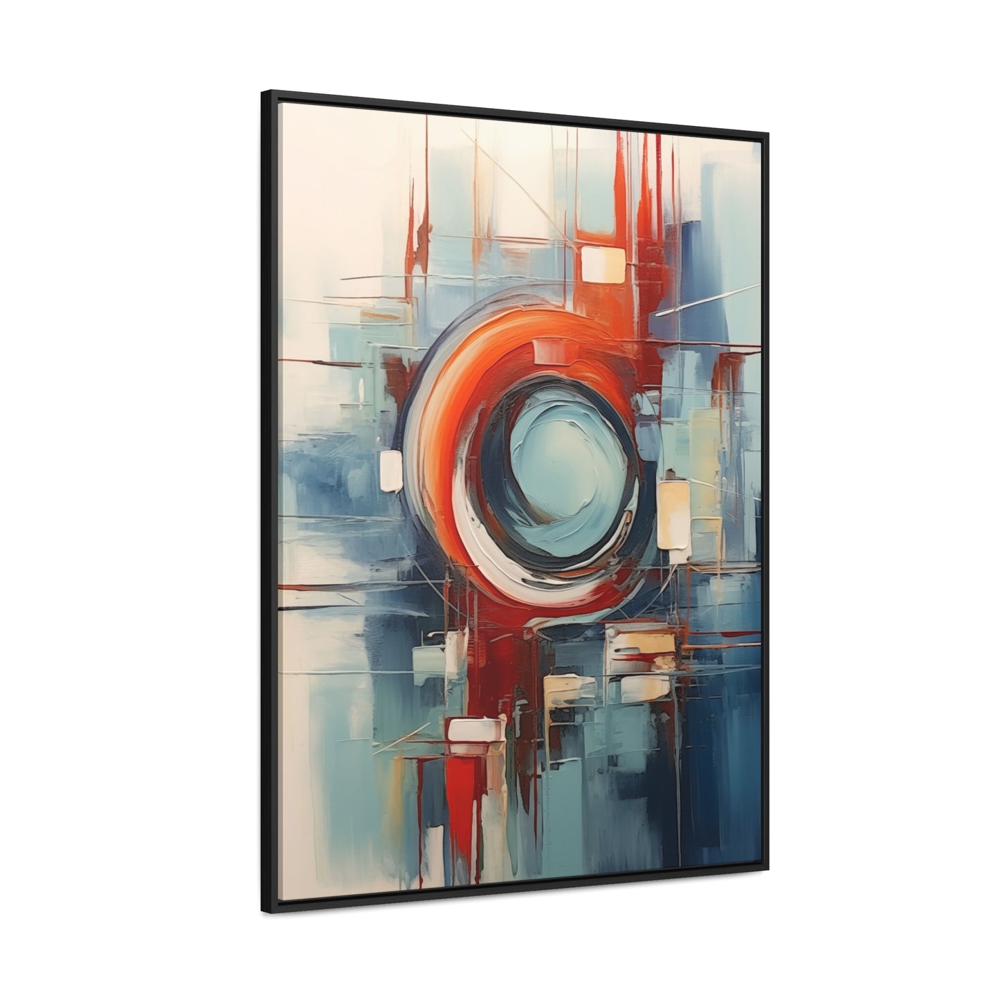 Canvas Wraps, Abstract Circular Painting in Red, White, Blue - Geometric Design