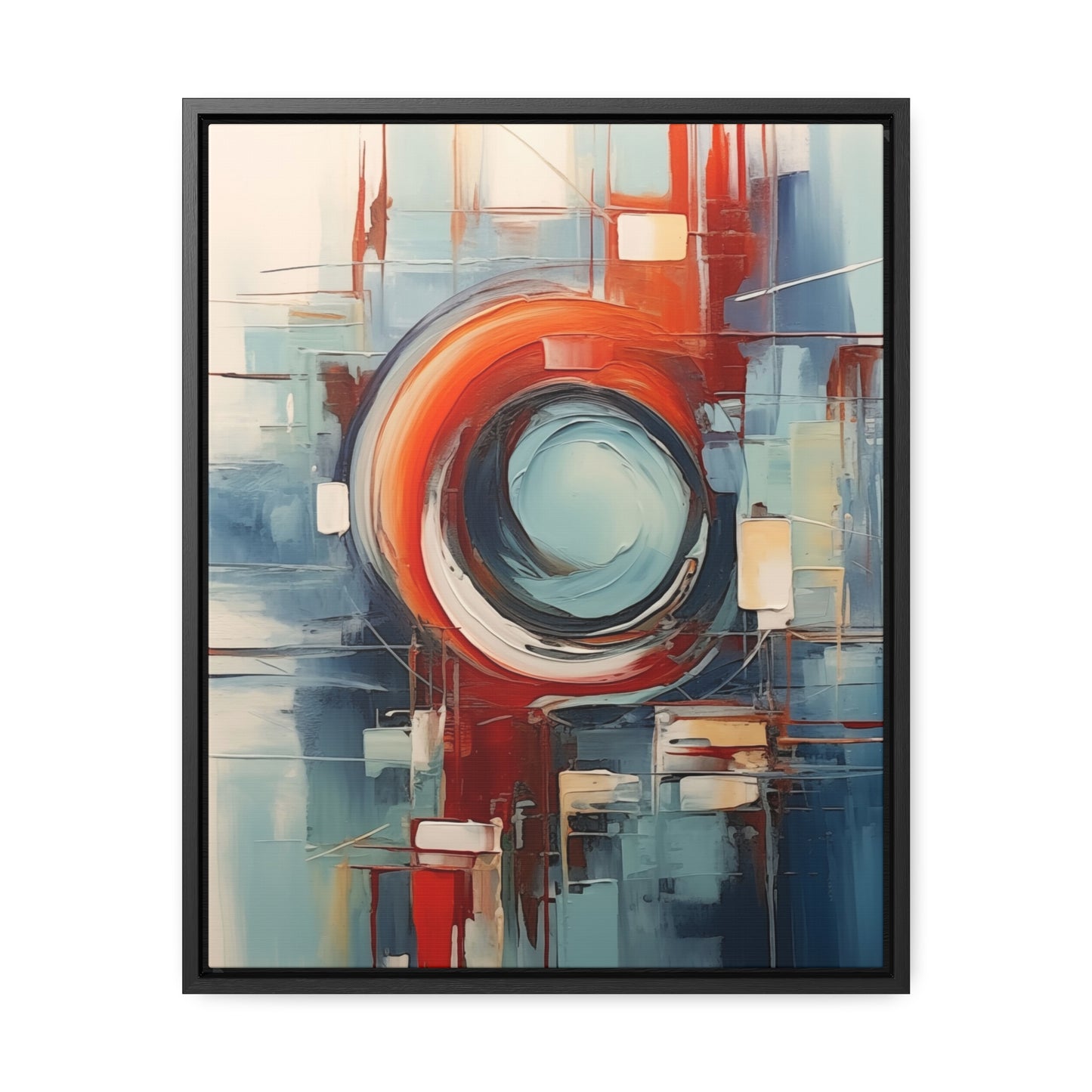 Canvas Wraps, Abstract Circular Painting in Red, White, Blue - Geometric Design