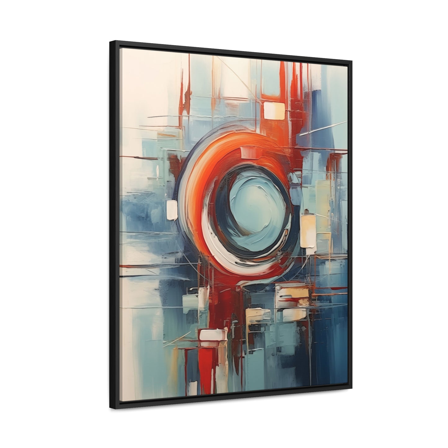 Canvas Wraps, Abstract Circular Painting in Red, White, Blue - Geometric Design