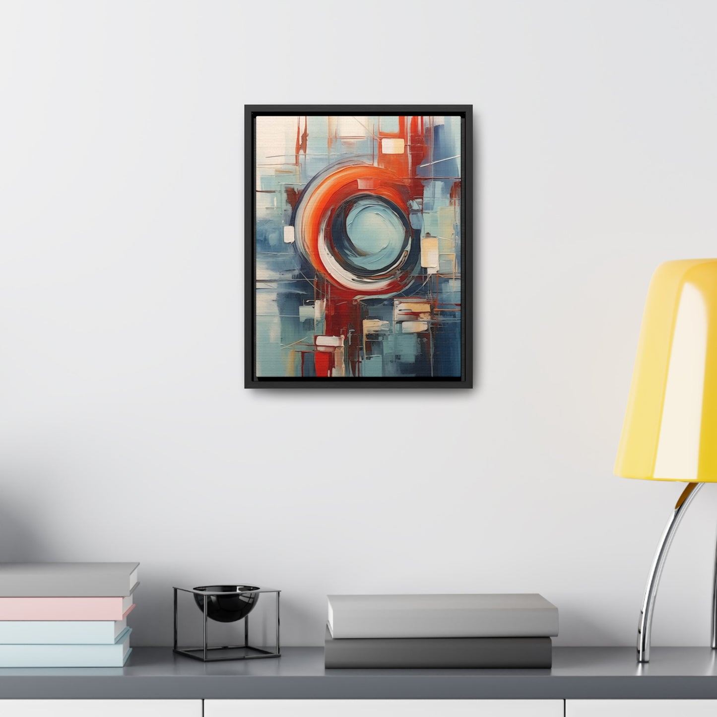 Canvas Wraps, Abstract Circular Painting in Red, White, Blue - Geometric Design