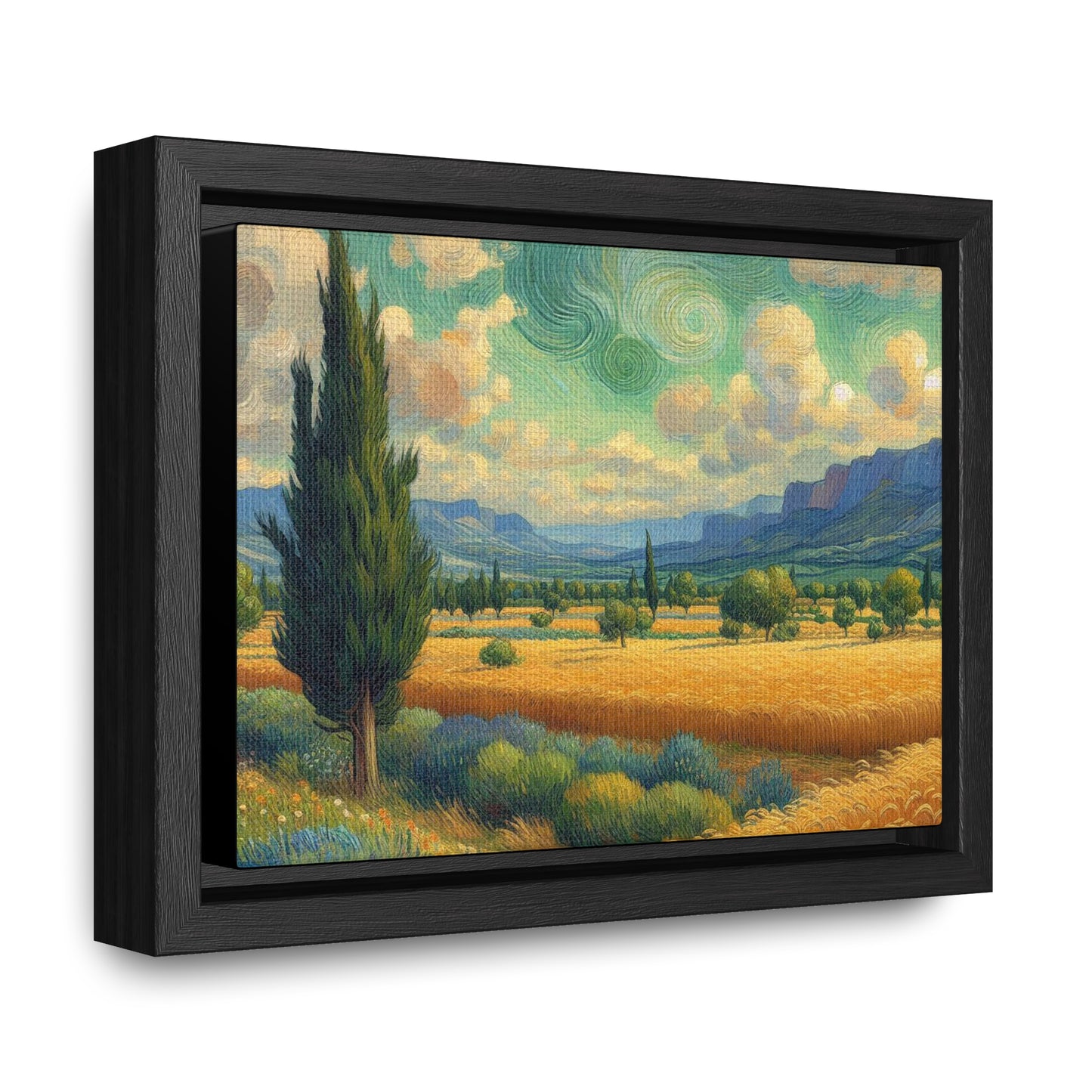 Gallery Canvas Wraps, Nature Inspired Wall Art, Field of Cypress Trees, Van Gogh Style Decor, Home Office Decor, Sun Drenched Meadow Prints,