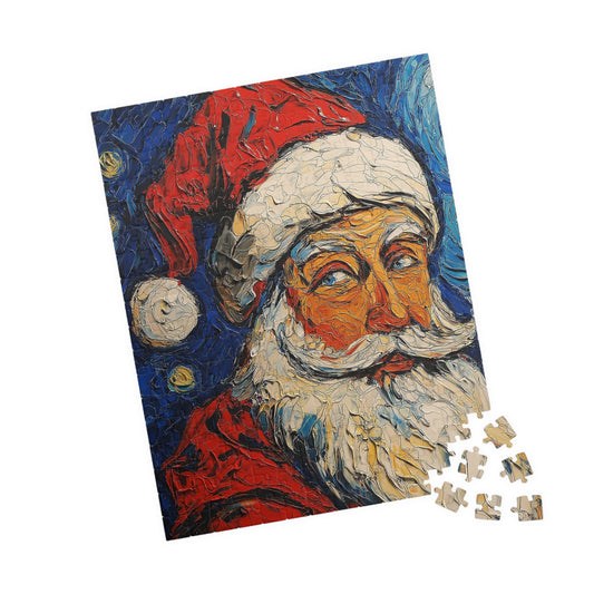 Puzzle, Celestial Santa Vincent van Gogh Starry Night Christmas Holiday Art 110 252 520 1014 Piece Jigsaw Game, Chipboard Material, Glossy