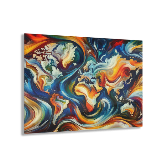 Acrylic Prints - Abstract Expressionist World Map