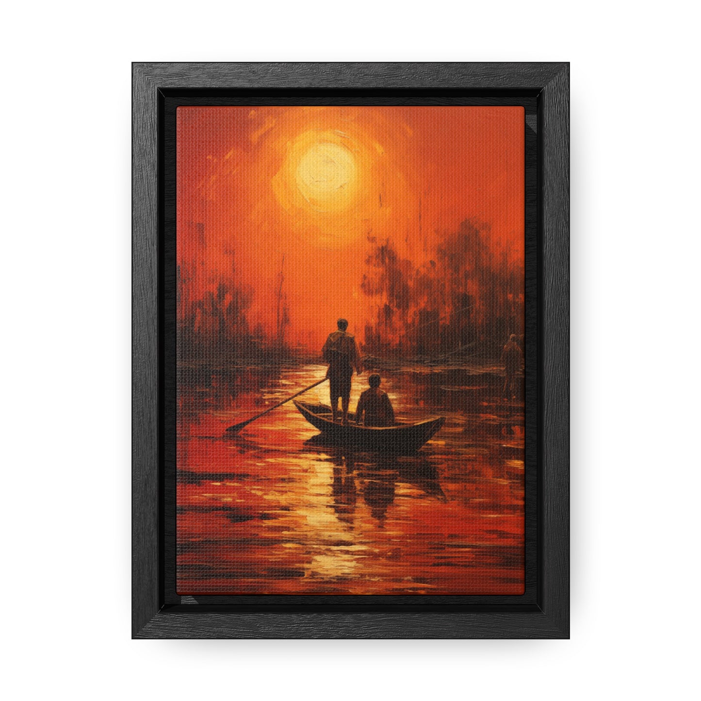 Canvas Wall Art, Sunset Boat Journey Gallery Print, Peaceful Nature Scene, Traveler's Gift, Home Decor, Vertical Frame