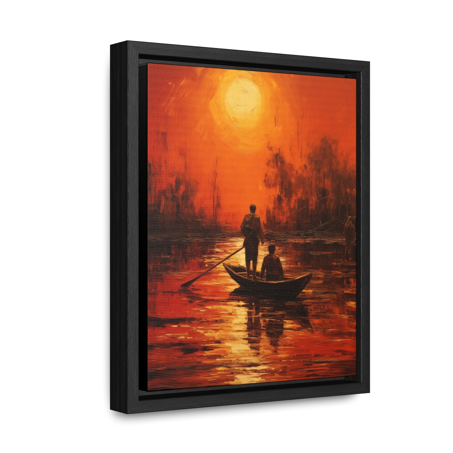 Canvas Wall Art, Sunset Boat Journey Gallery Print, Peaceful Nature Scene, Traveler's Gift, Home Decor, Vertical Frame