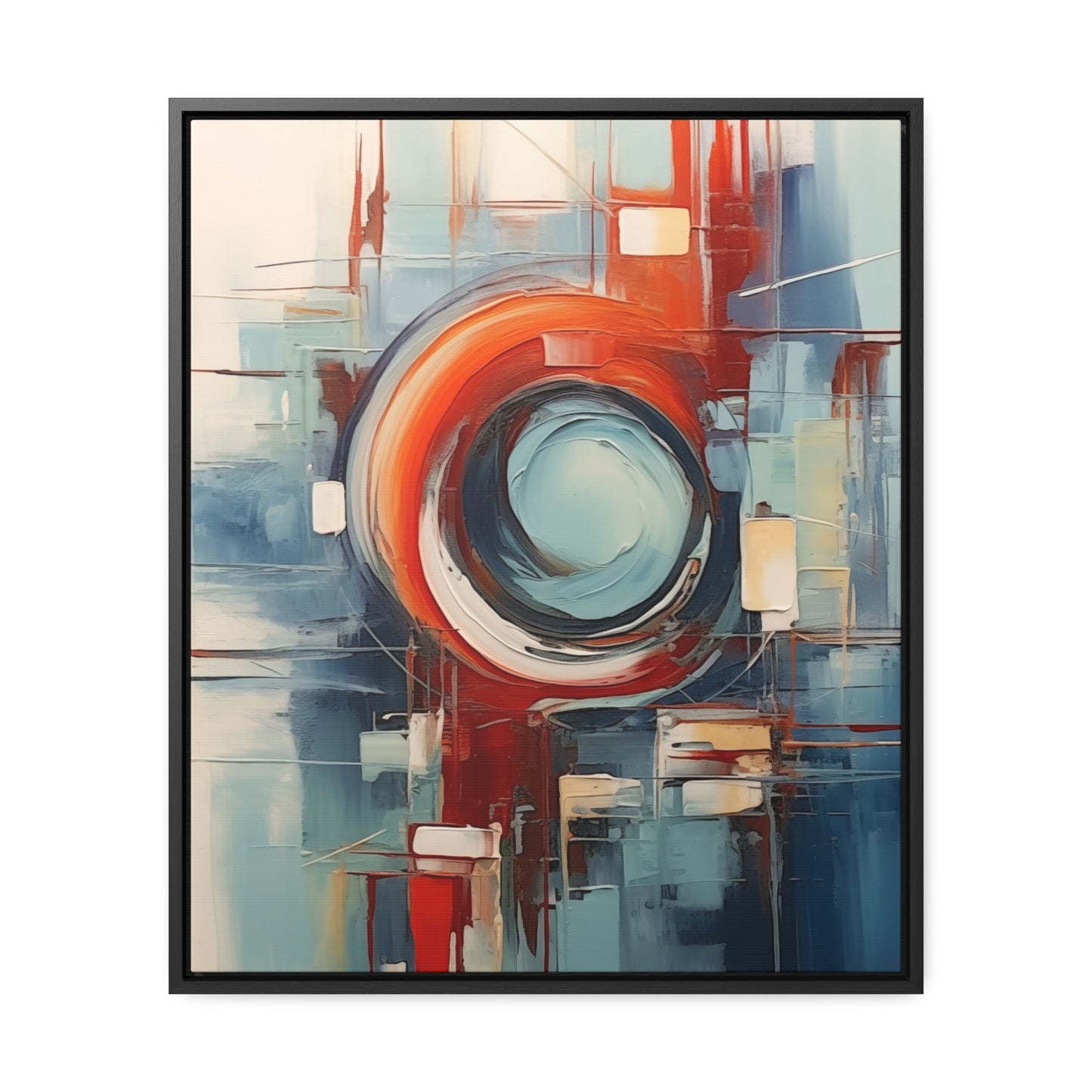 Canvas Wraps, Abstract Circular Painting in Red, White, Blue - Geometric Design