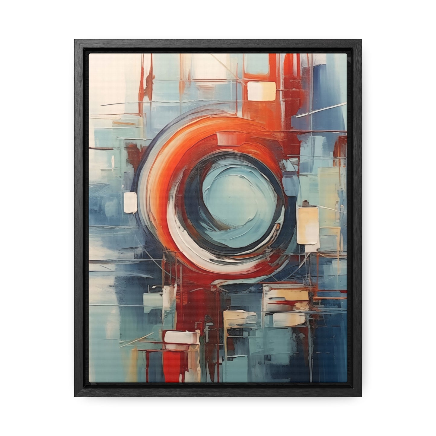 Canvas Wraps, Abstract Circular Painting in Red, White, Blue - Geometric Design