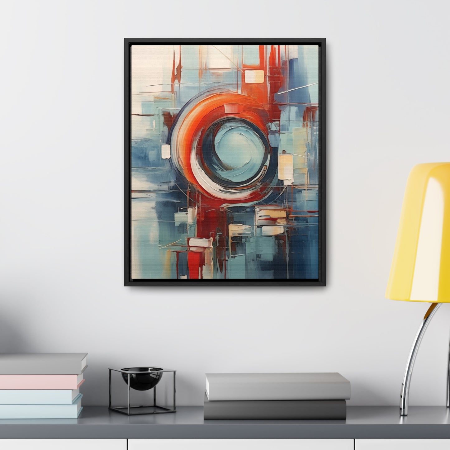 Canvas Wraps, Abstract Circular Painting in Red, White, Blue - Geometric Design