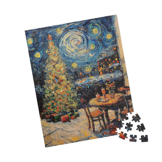 Warm Winter Christmas Starry Night - Jigsaw Puzzle