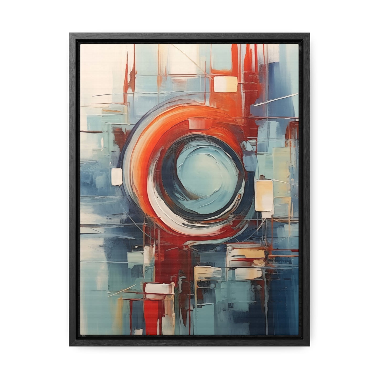 Canvas Wraps, Abstract Circular Painting in Red, White, Blue - Geometric Design