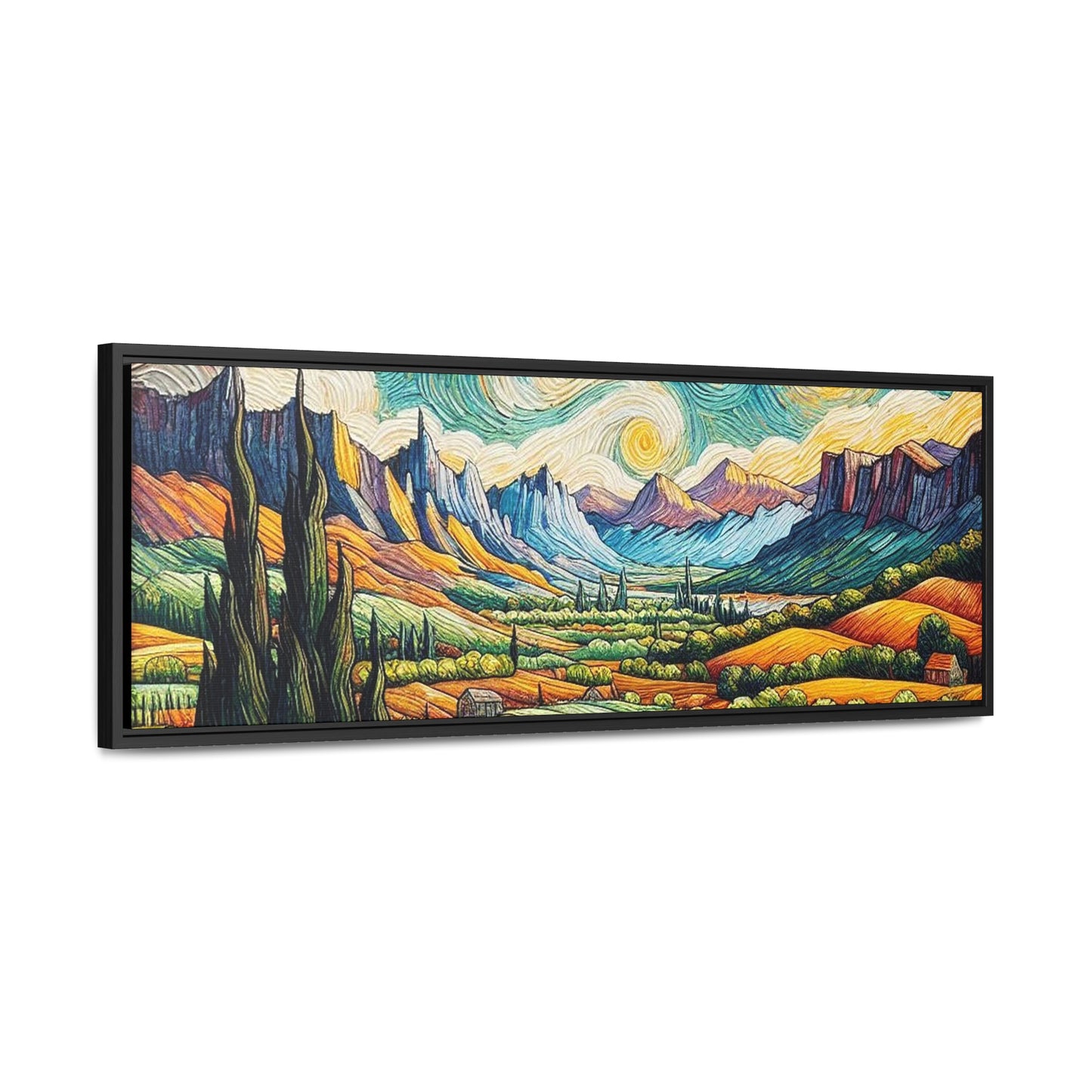 Van Gogh Style Mountain Landscape - Nature Gallery Canvas Wraps, Horizontal Frame