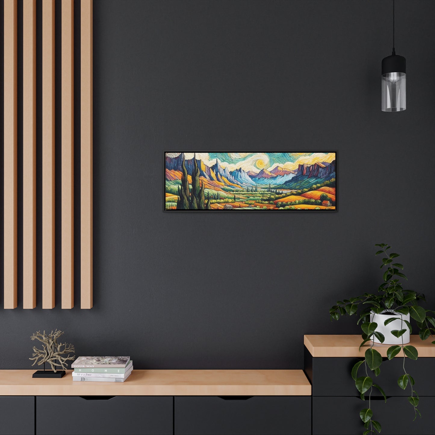 Van Gogh Style Mountain Landscape - Nature Gallery Canvas Wraps, Horizontal Frame