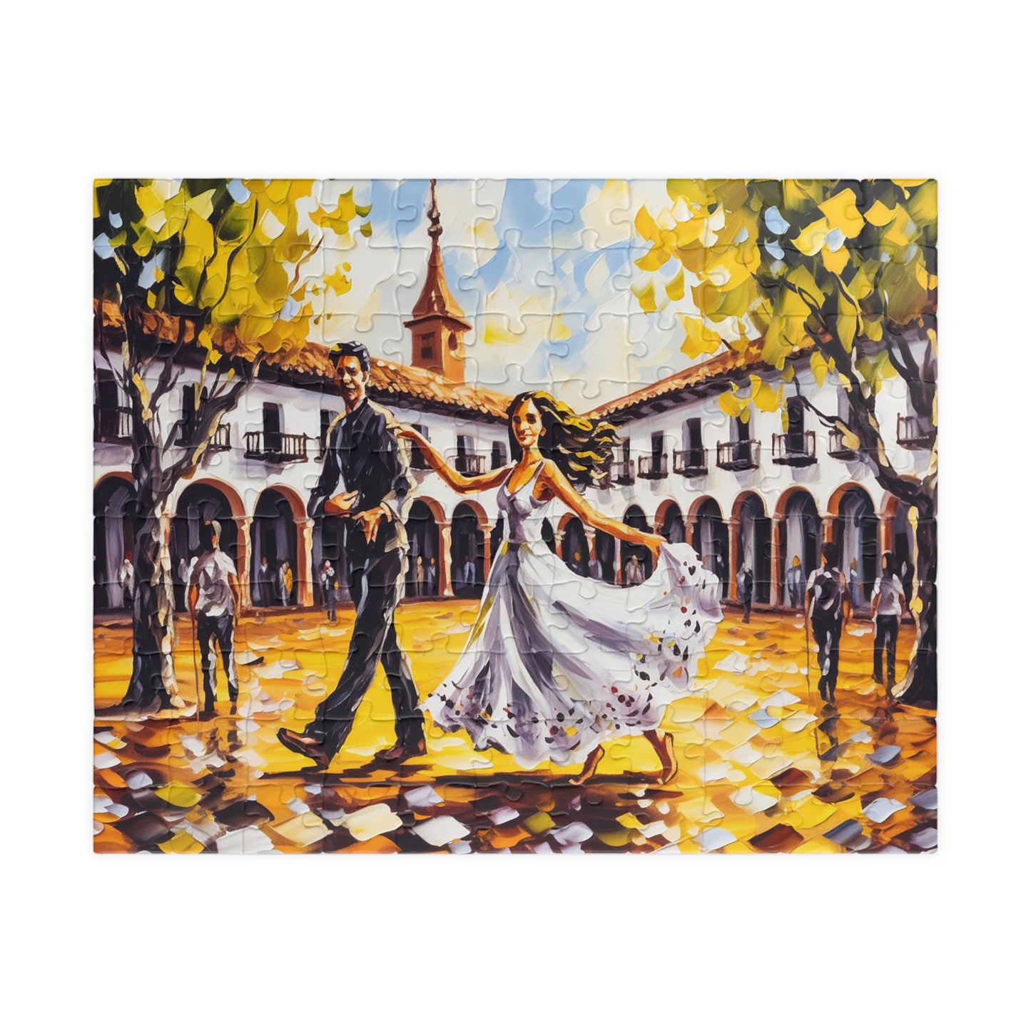 Jigsaw Puzzle, Courtyard Waltz, 110 252 520 1014 Pieces, Echoes of Elegance, Romantic Gift, City Affections, Midnight Embrace, Vivid