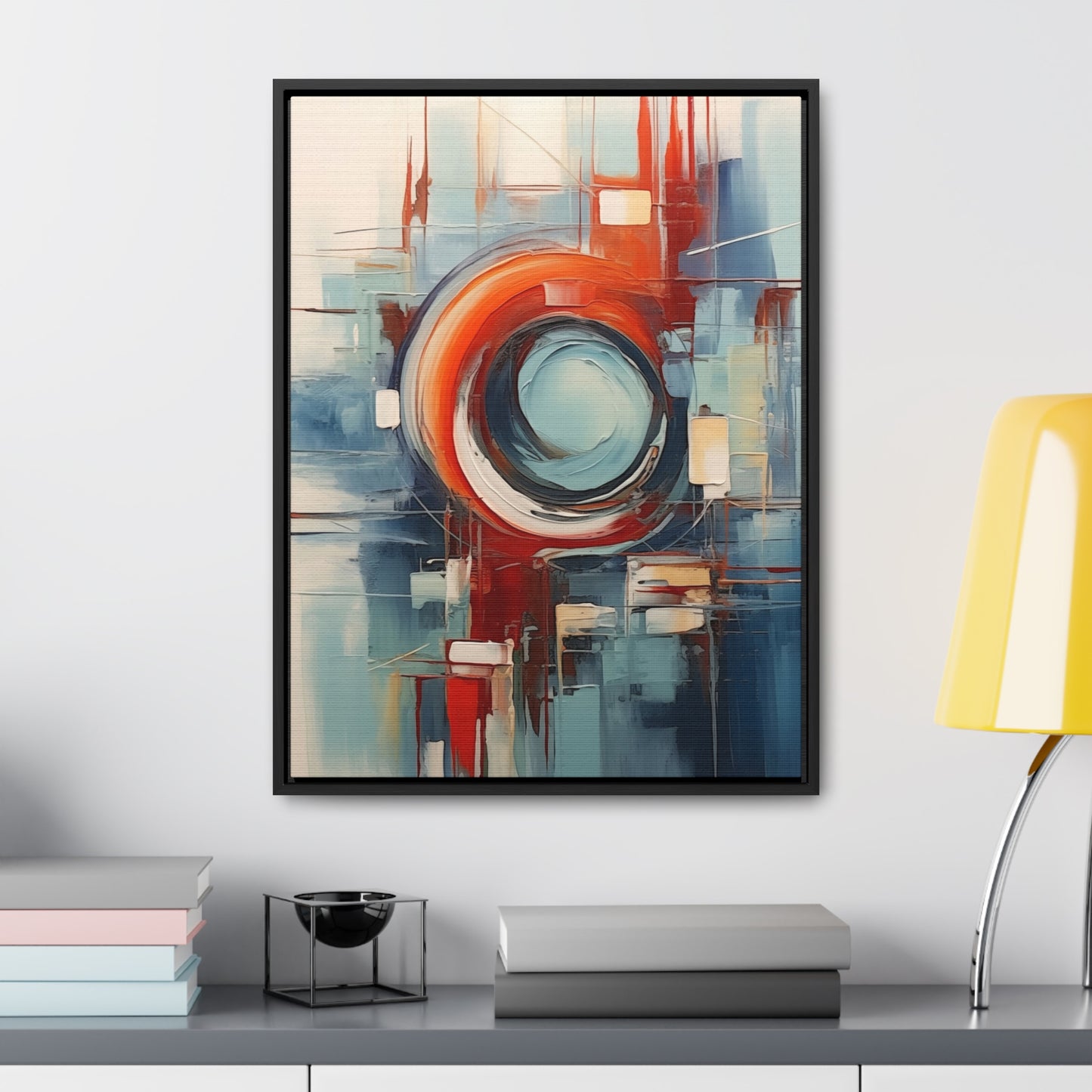 Canvas Wraps, Abstract Circular Painting in Red, White, Blue - Geometric Design